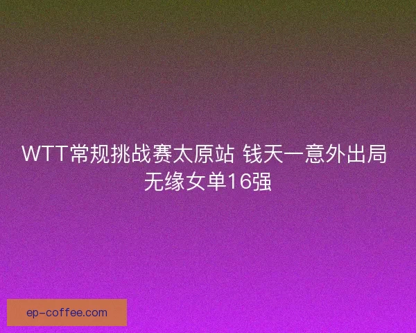 WTT常规挑战赛太原站 钱天一意外出局 无缘女单16强